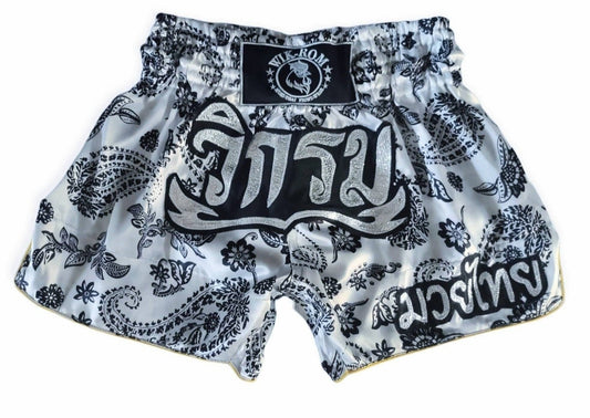 Limited Muay thai boxing shorts  himaphan flower paisley2 Wik-Rom brand  (5% of price is for charity & solidarity ) from Thailand