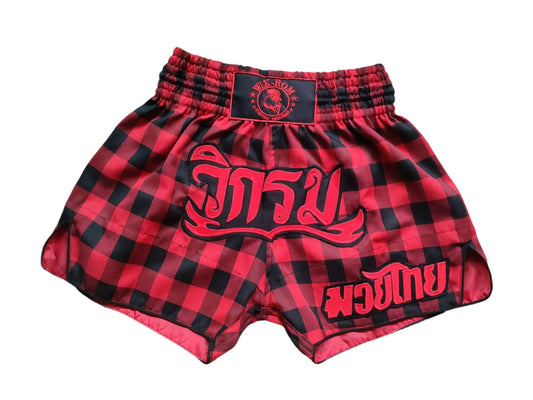 Limited Muay thai boxing shorts  scotish style Wik-Rom brand (5% of price is for charity & solidarity ) from Thailand